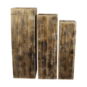 Set de 3 piliers en bois de pin (38×38×118 cm)