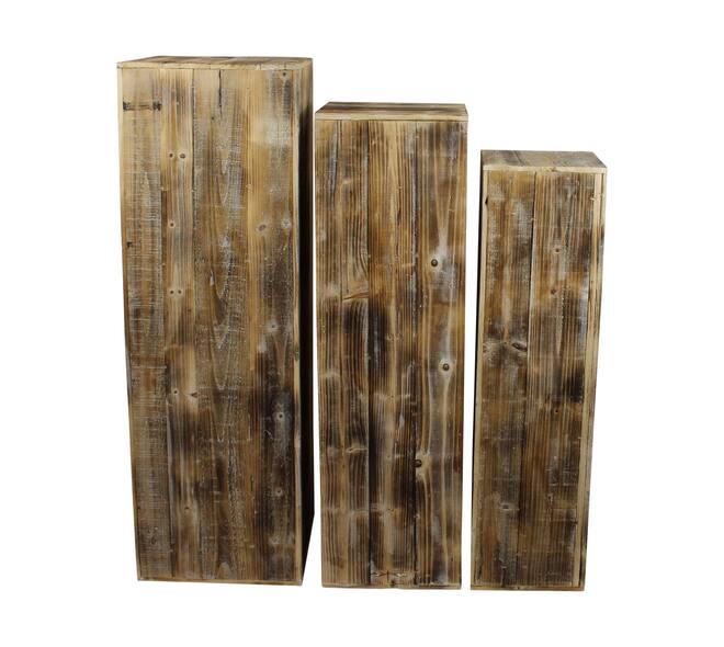 Set de 3 piliers en bois de pin (38×38×118 cm)