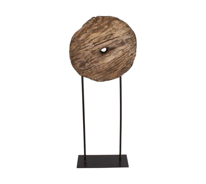 statue ronde en bois recyclé style vintage