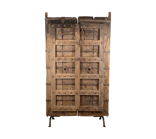 Porte rectangulaire double en bois recyclé
