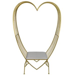 Banc en métal doré en forme de cœur