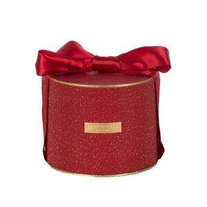 BOÎTE RONDE ROUGE NOEUD EN SATIN D16 H12,5