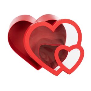 DOUBLE CŒUR AVEC COUVERCLE TRANSPARENT ROUGE