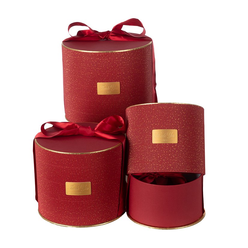 BOÎTE RONDE S/3 CRÈME NOEUD EN SATIN – Image 2