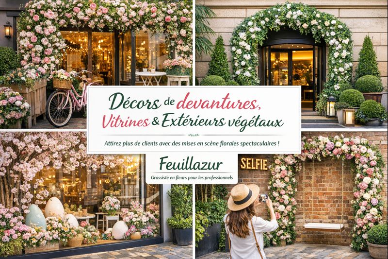 décoration vitrine florale professionnelle