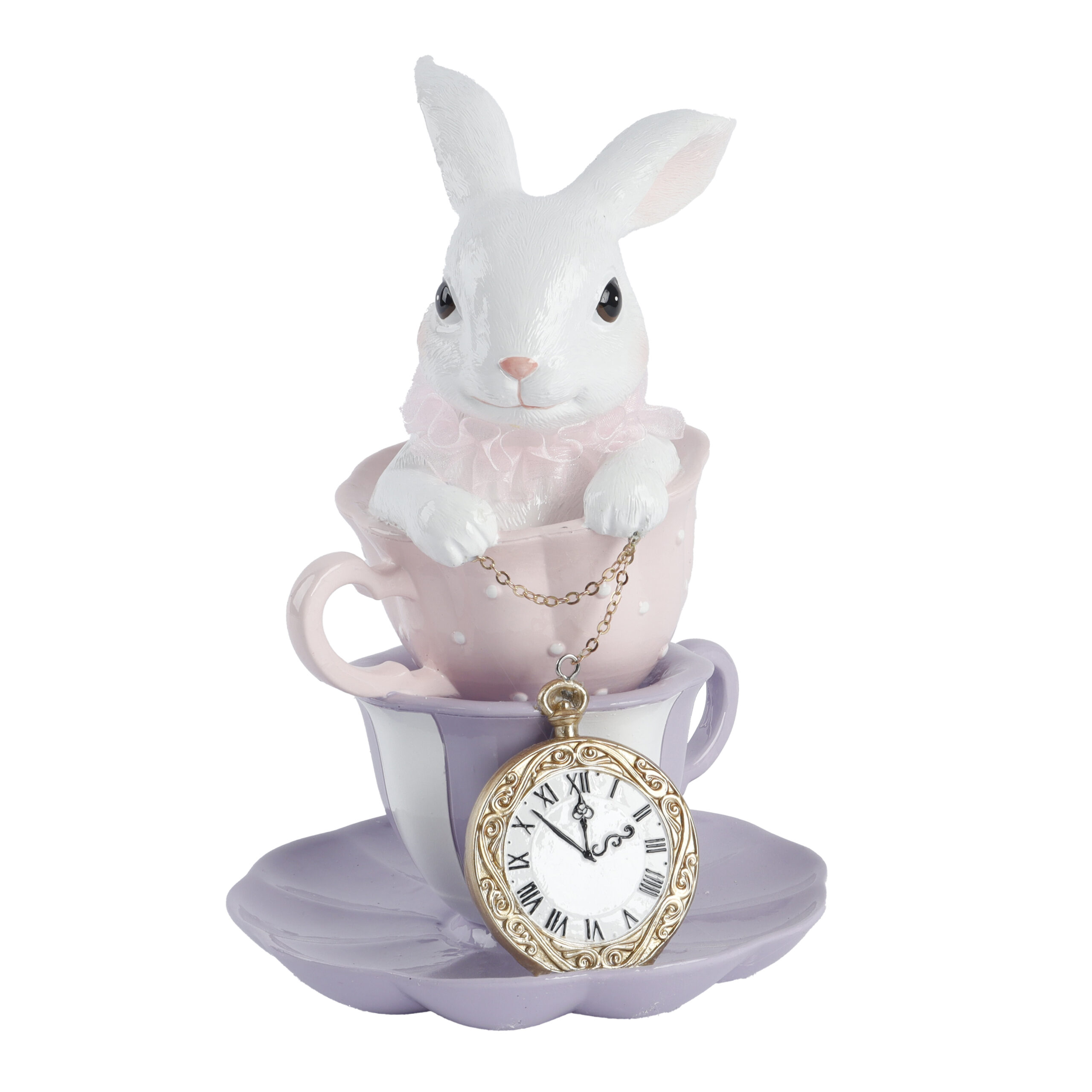 LAPIN DANS DEUX TASSES AVEC HORLOGE