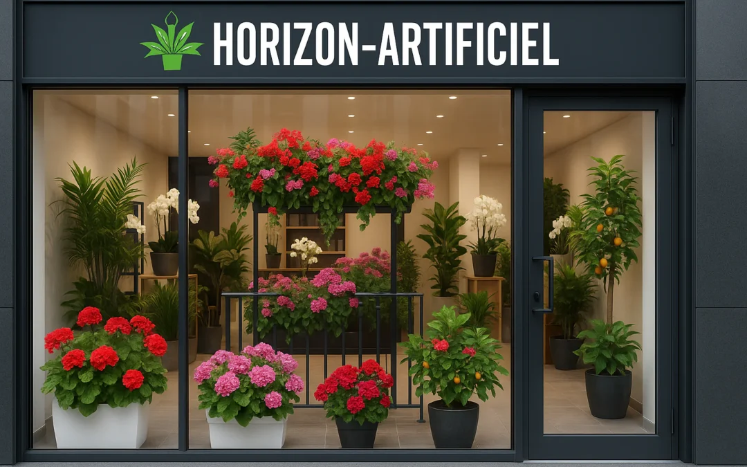 🌿 Comment décorer une vitrine avec des fleurs et feuillage artificiels (guide professionnel)
