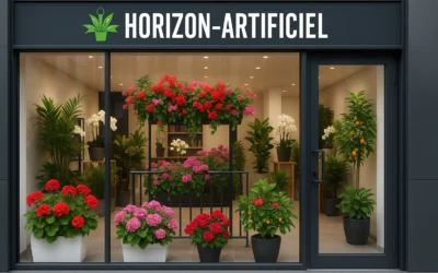 🌿 Comment décorer une vitrine avec des fleurs et feuillage artificiels (guide professionnel)